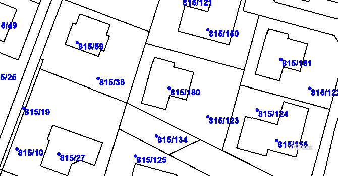 Parcela st. 815/180 v KÚ Litvínovice, Katastrální mapa