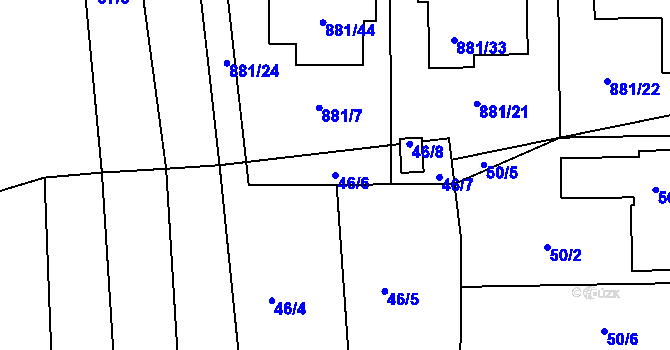 Parcela st. 46/6 v KÚ Litvínovice, Katastrální mapa