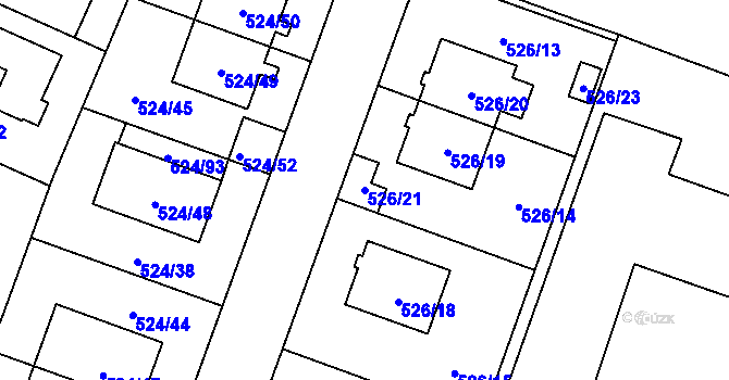 Parcela st. 526/21 v KÚ Litvínovice, Katastrální mapa