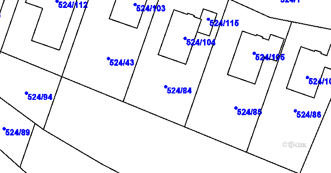 Parcela st. 524/84 v KÚ Litvínovice, Katastrální mapa