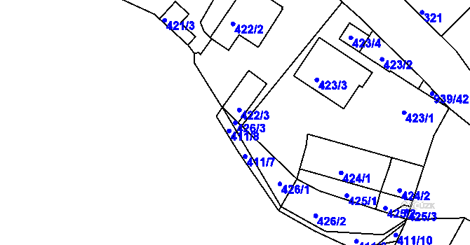 Parcela st. 426/3 v KÚ Litvínovice, Katastrální mapa