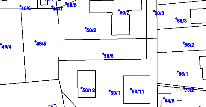 Parcela st. 50/6 v KÚ Litvínovice, Katastrální mapa