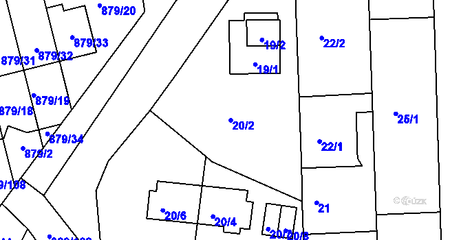 Parcela st. 20/2 v KÚ Litvínovice, Katastrální mapa