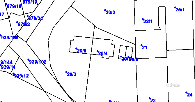 Parcela st. 20/4 v KÚ Litvínovice, Katastrální mapa