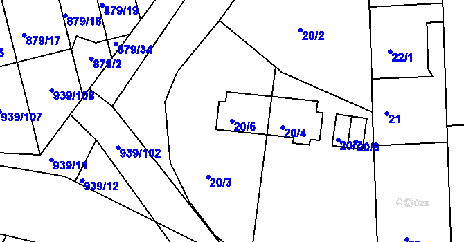 Parcela st. 20/6 v KÚ Litvínovice, Katastrální mapa