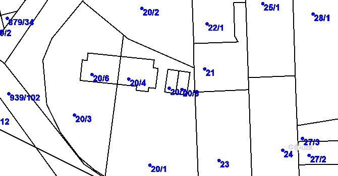 Parcela st. 20/7 v KÚ Litvínovice, Katastrální mapa