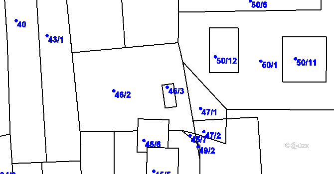 Parcela st. 46/3 v KÚ Litvínovice, Katastrální mapa