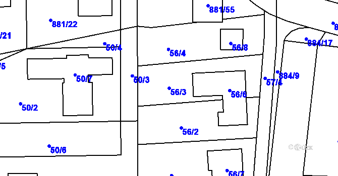Parcela st. 56/3 v KÚ Litvínovice, Katastrální mapa