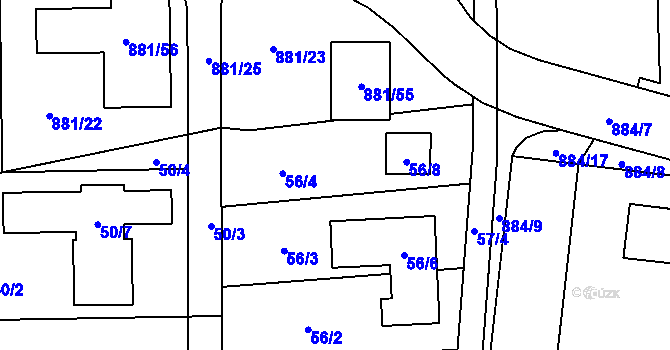 Parcela st. 56/4 v KÚ Litvínovice, Katastrální mapa