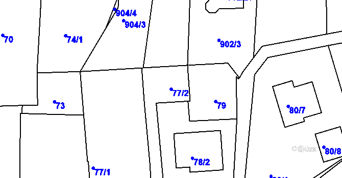 Parcela st. 77/2 v KÚ Litvínovice, Katastrální mapa
