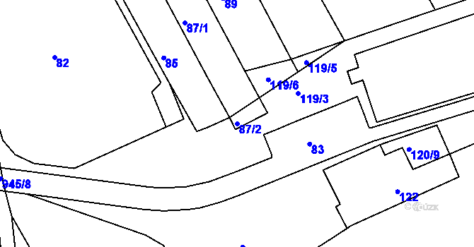 Parcela st. 87/2 v KÚ Litvínovice, Katastrální mapa
