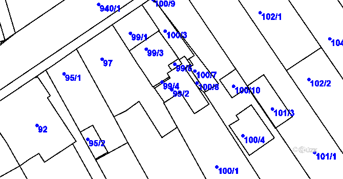 Parcela st. 99/2 v KÚ Litvínovice, Katastrální mapa
