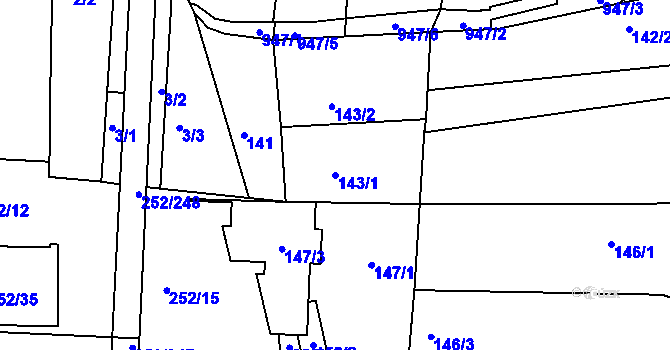 Parcela st. 143/1 v KÚ Litvínovice, Katastrální mapa