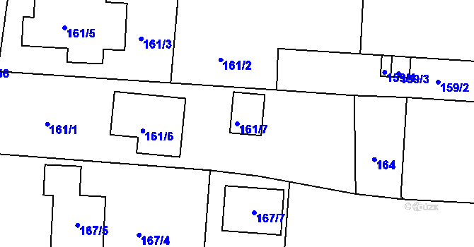 Parcela st. 161/7 v KÚ Litvínovice, Katastrální mapa