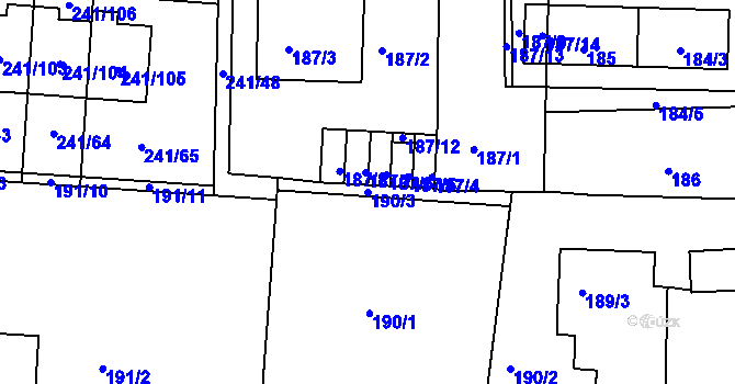 Parcela st. 190/3 v KÚ Litvínovice, Katastrální mapa