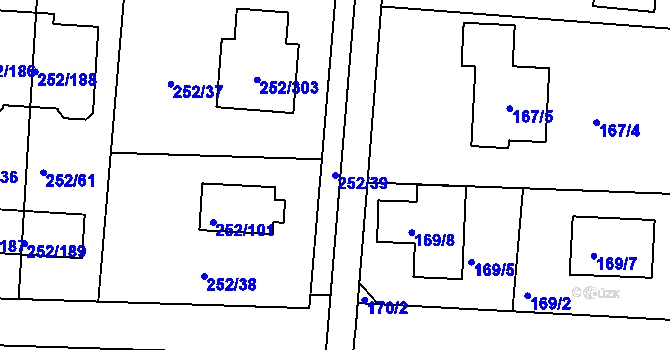 Parcela st. 252/39 v KÚ Litvínovice, Katastrální mapa