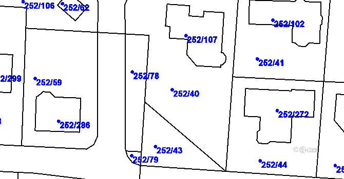 Parcela st. 252/40 v KÚ Litvínovice, Katastrální mapa