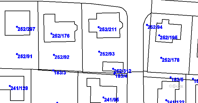 Parcela st. 252/93 v KÚ Litvínovice, Katastrální mapa