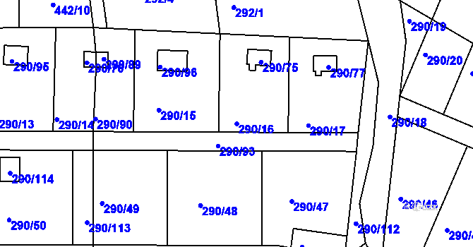 Parcela st. 290/16 v KÚ Litvínovice, Katastrální mapa