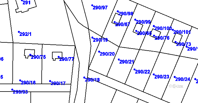 Parcela st. 290/20 v KÚ Litvínovice, Katastrální mapa
