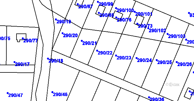 Parcela st. 290/22 v KÚ Litvínovice, Katastrální mapa