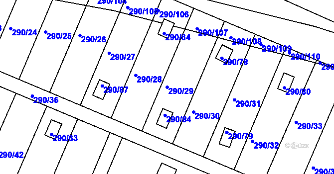 Parcela st. 290/29 v KÚ Litvínovice, Katastrální mapa