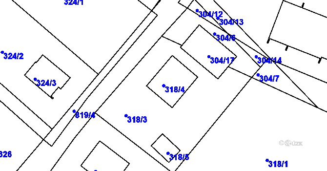 Parcela st. 318/4 v KÚ Litvínovice, Katastrální mapa