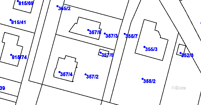 Parcela st. 357/5 v KÚ Litvínovice, Katastrální mapa