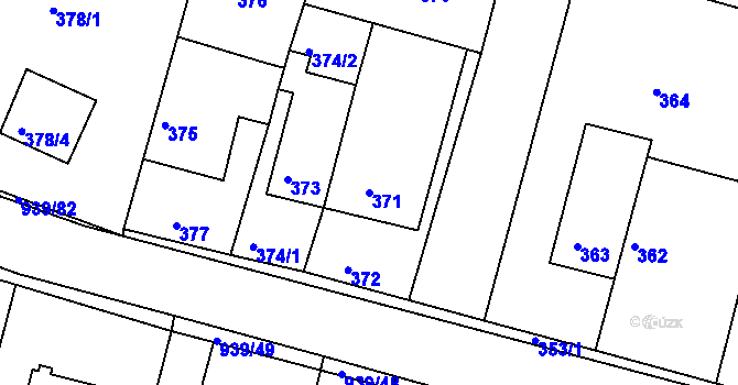 Parcela st. 371 v KÚ Litvínovice, Katastrální mapa