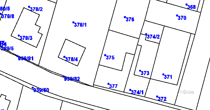 Parcela st. 375 v KÚ Litvínovice, Katastrální mapa