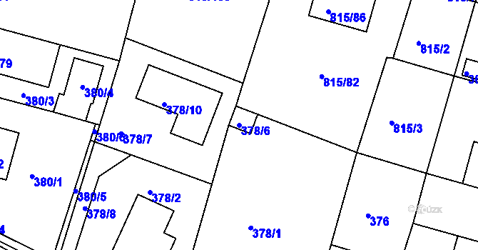 Parcela st. 378/6 v KÚ Litvínovice, Katastrální mapa