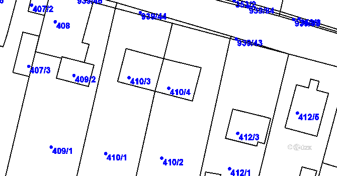 Parcela st. 410/4 v KÚ Litvínovice, Katastrální mapa