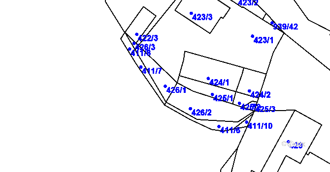 Parcela st. 426/1 v KÚ Litvínovice, Katastrální mapa