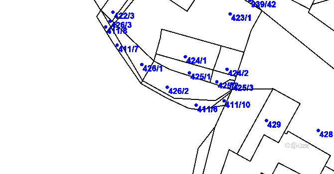 Parcela st. 426/2 v KÚ Litvínovice, Katastrální mapa