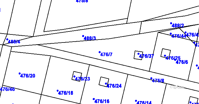 Parcela st. 476/7 v KÚ Litvínovice, Katastrální mapa