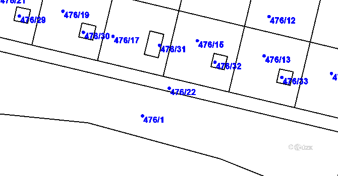 Parcela st. 476/22 v KÚ Litvínovice, Katastrální mapa