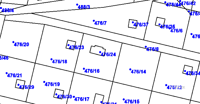 Parcela st. 476/24 v KÚ Litvínovice, Katastrální mapa