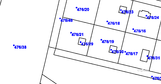 Parcela st. 476/29 v KÚ Litvínovice, Katastrální mapa