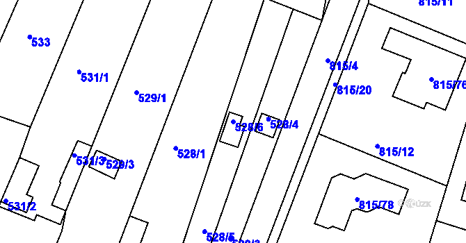 Parcela st. 528/6 v KÚ Litvínovice, Katastrální mapa