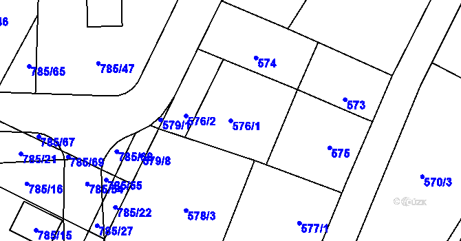 Parcela st. 576/1 v KÚ Litvínovice, Katastrální mapa