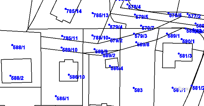 Parcela st. 589/2 v KÚ Litvínovice, Katastrální mapa