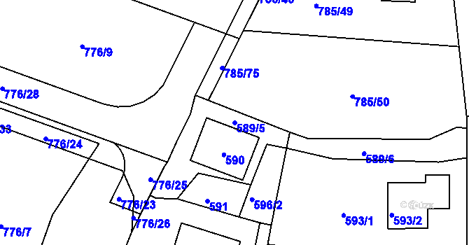 Parcela st. 589/5 v KÚ Litvínovice, Katastrální mapa