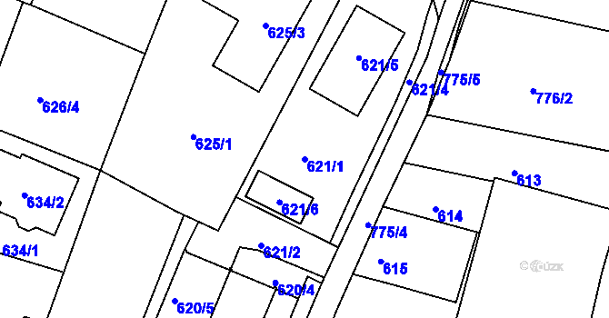 Parcela st. 621/1 v KÚ Litvínovice, Katastrální mapa