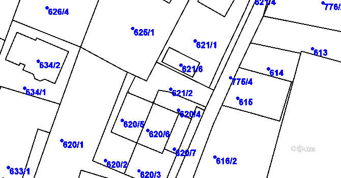 Parcela st. 621/2 v KÚ Litvínovice, Katastrální mapa