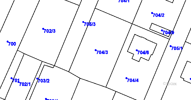 Parcela st. 704/3 v KÚ Litvínovice, Katastrální mapa