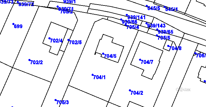 Parcela st. 704/5 v KÚ Litvínovice, Katastrální mapa