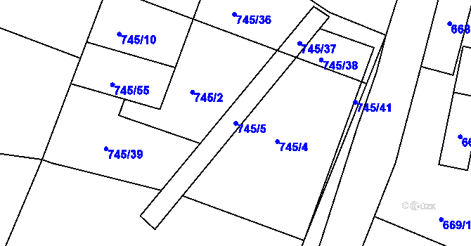 Parcela st. 745/5 v KÚ Litvínovice, Katastrální mapa