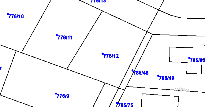 Parcela st. 776/12 v KÚ Litvínovice, Katastrální mapa
