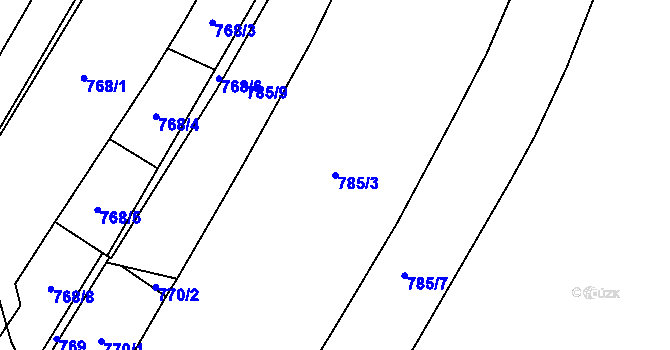 Parcela st. 785/3 v KÚ Litvínovice, Katastrální mapa