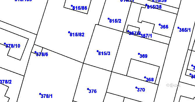 Parcela st. 815/3 v KÚ Litvínovice, Katastrální mapa